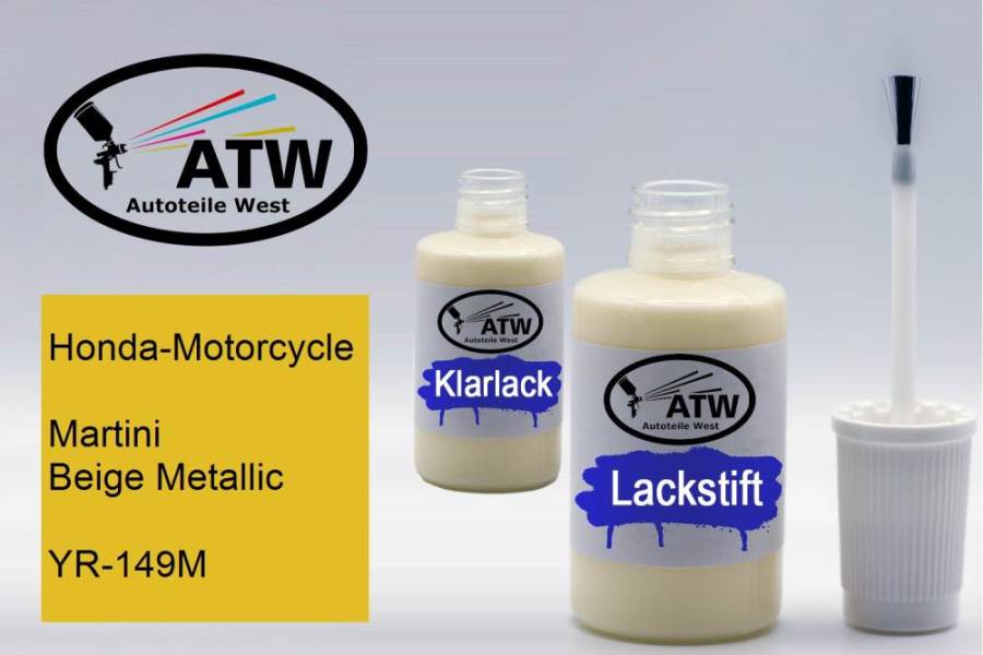 Honda-Motorcycle, Martini Beige Metallic, YR-149M: 20ml Lackstift + 20ml Klarlack - Set, von ATW Autoteile West.